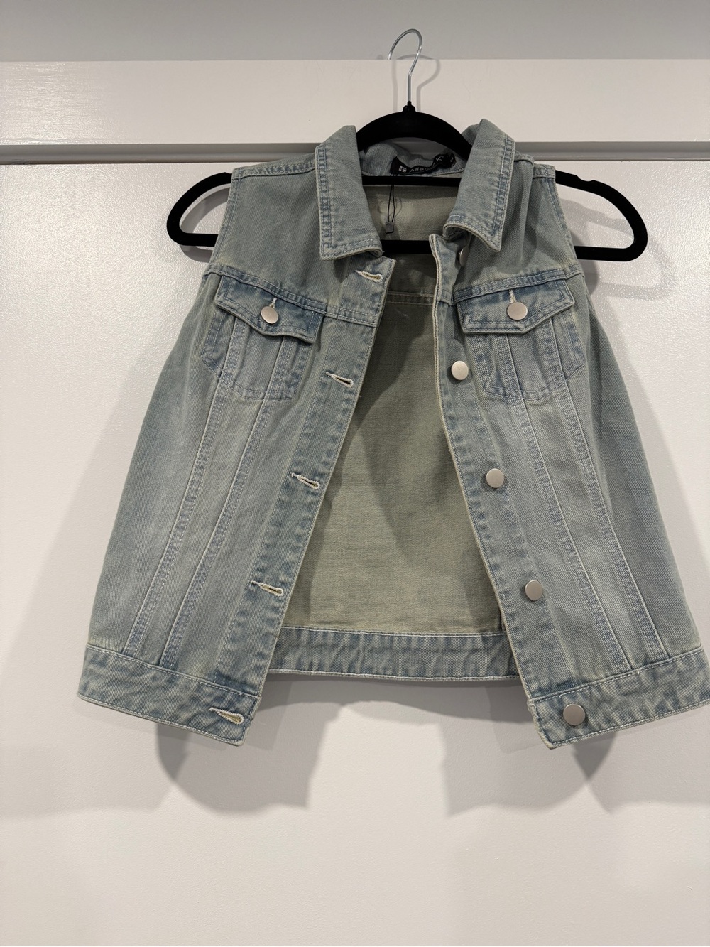 Denim button down vest